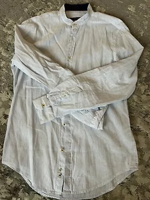 Zara Mens Medium Striped Linen Slim Fit Summer Shirt  • £15