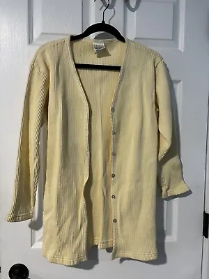 Moda International Cardigan Sweater Size Small Cream White Button Up Knit • $11