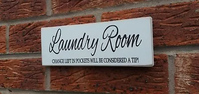 £5.29 • Buy Laundry Room Fun Plaque Sign Shabby Vintage Chic Utility Wooden Plaque