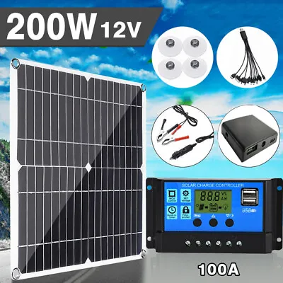 200 Watts Solar Panel Kit 100A 12V Battery Charger With Controller Caravan Boat • $36.99