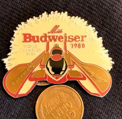 1987-1988 Miss Budweiser U-1 Hydroplane Boat Drag Racing World Champion Pin • $17.99