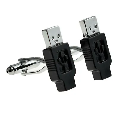 £19.99 • Buy Computer USB Connector IT Cufflinks & Personalised Chrome Box X2NC007-DCB  