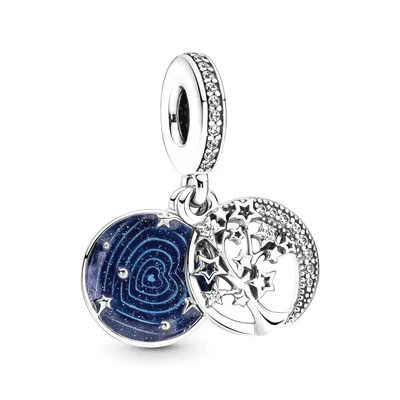 $50 • Buy PANDORA Charm Sterling Silver S925 TREE & GALAXY MOON DANGLE  799645C01 NS30