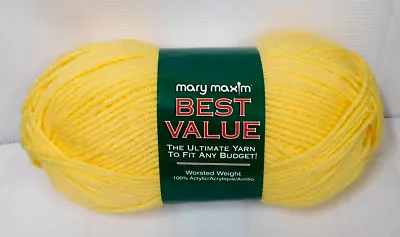 NEW~Mary Maxim Best Value Yarn ~601 LEMON Yellow~ Acrylic~ 6 Oz 170g 294yds • $6.95