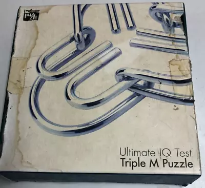 Professor Puzzle TRIPLE M PUZZLE Ultimate IQ Test 3D Metal Puzzle HARD DIFFICULT • £3.77