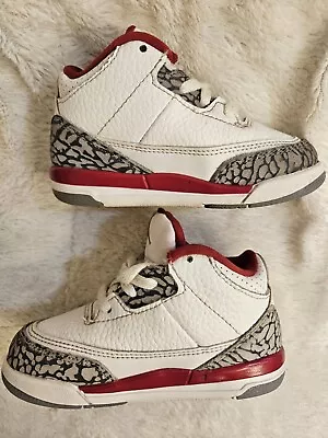 Nike Air Jordan 3 Retro Td Cardinal Red Size 8c Toddler Shoes 832033-126  • $39