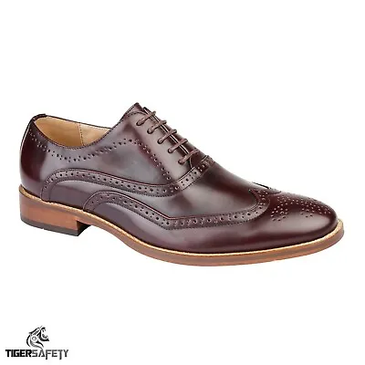 Goor M9556BD Mens Oxblood Quality Leather 5 Eye Wing Capped Oxford Brogue Shoes • £29.85