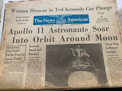 Vintage APOLLO 11 Astronauts Soar Into Orbit Around Moon Newspaper Baltimore  • $12.50