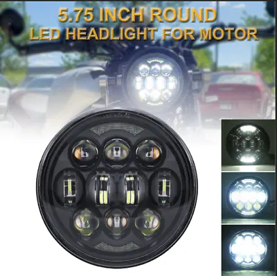 5-3/4  5.75 Inch Round Black H4 LED Headlight Halo DRL Hi-Lo Beam For Motorcycle • $37.99