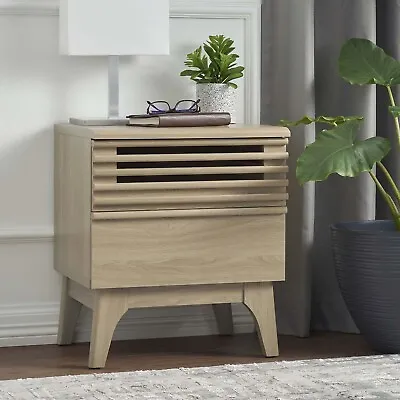 Modway Render Mid-Century Modern Bedside End Table In Oak • $118.35