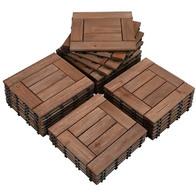 12x12'' 27pcs Deck Tiles Interlocking Patio Wood Flooring Pavers Tiles Outdoor • $83.98