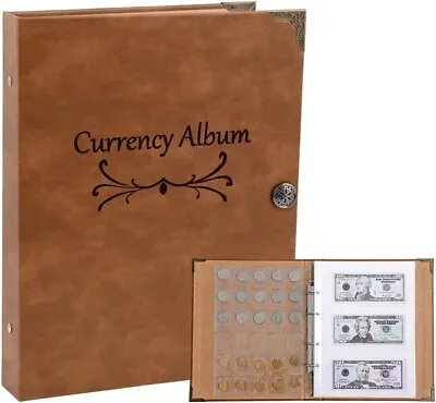 150 Coin & 240 Currency Pockets Currency Album Paper Money Banknote Collection • $30.99