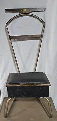 Vintage Valet Butler's Chair Wood & Metal Shoe Shine Box Free Ship • $115