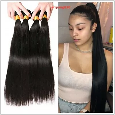 Virgin 200G 4 Bundles Straight Weft Human Hair Extensions Malaysian Hair Weave • $58.99