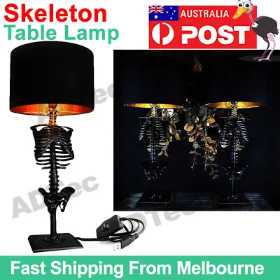 Gothic Skull Skeleton Lamp Desktop Table Lamp Home Night Light Halloween Decor • $50.89