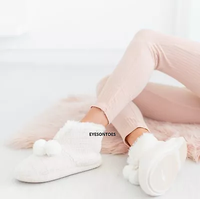 £7.95 • Buy Ladies Womens Ankle Boot Winter Warm Indoor Soft Bootie Slippers Shoes Size 3-8