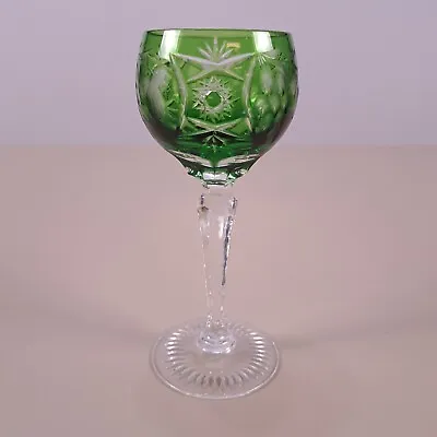 Vintage Nachtmann Traube Wine Glass 5.5  Green Emerald Bohemian Crystal • $29.69