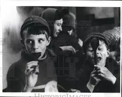 1969 Press Photo Little Boys Taste Maple Syrup From Paddles At Harvest Time • $19.99