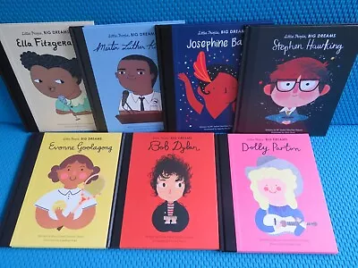 7 X LITTLE PEOPLE BIG DREAMS BOOKS DOLLY PARTON BOB DYLAN MARTIN LUTHER KING • $40