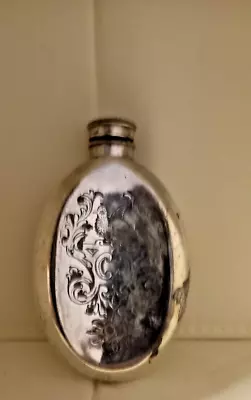 Flask Silver Plate Edwardian James Dixon & Sons Monogrammed Engraved 13 X 8 Cm • $125