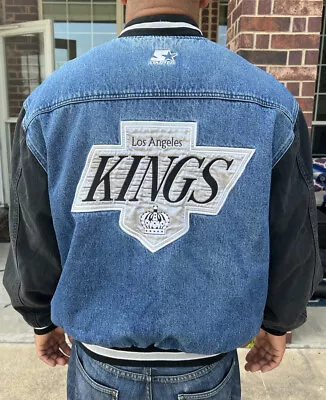 Vintage Starter LA Kings NHL Hockey Denim Jacket Size M Medium Hard To Find • $594.15