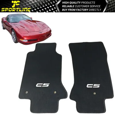 $47.99 • Buy Fits 97-04 Chevy Corvette Coupe C5 Logo OE Floor Mats Carpet Black Nylon  2PC