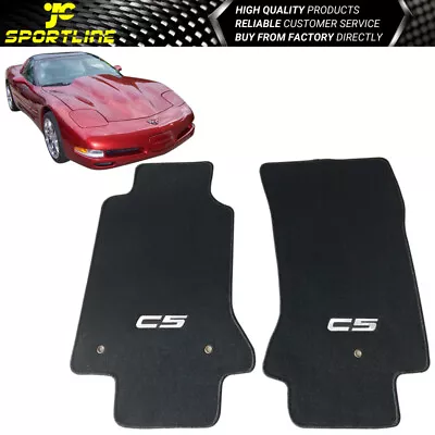 Fits 97-04 Chevy Corvette Coupe C5 Logo OE Floor Mats Carpet Black Nylon  2PC • $45.99