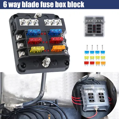 £9.99 • Buy 12V~32V Auto Car Power Distribution Board 6 Way Blade Fuse Box Block Holder