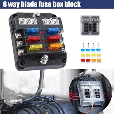 12V~32V Auto Car Power Distribution Board 6 Way Blade Fuse Box Block Holder • £9.49