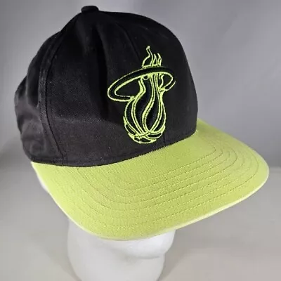 Miami Heat Adidas Hat Black Neon Green NBA Basketball Youth Snapback Cap • $21.99