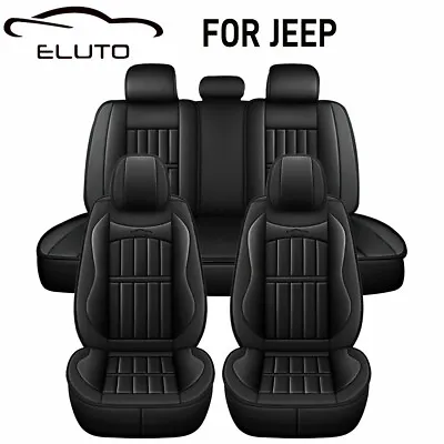 PU Leather Full Set 5 Seats Car Seat Covers Cushion Protector Mat For Jeep New • $79.99