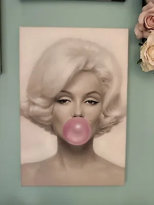 £15 • Buy Marilyn Monroe Canvas Wall Art Picture Black And White Bubblegum Pink Good Con