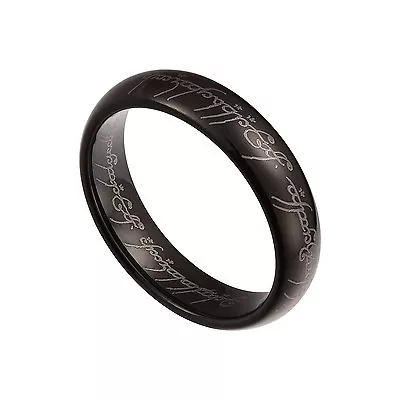 Black Tungsten Carbide 5mm Lord Of The Rings Band Plain Size 5-12 Half Size TG23 • £13.98