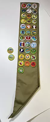 Vintage 1970s Boy Scout Sash With 36 Merit Badges • $35