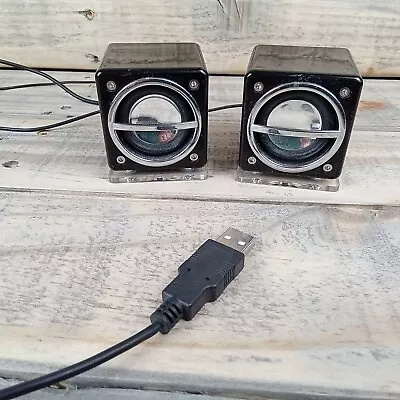 Set Of ONN V300 Black Mini Speakers Small Computer Speakers USB Plug In Works • $11.95