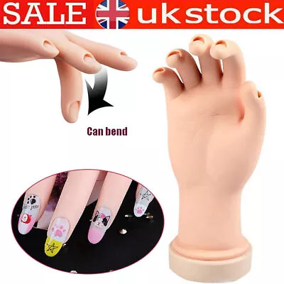 Flexible Nail Art Fake Hand Display Model For Manicure Training Practice Reusabl • £9.62