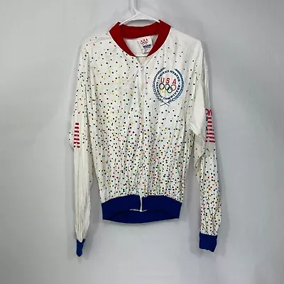 Olympics Team USA 1988 Vintage Confetti Tyvek Bomber Windbreaker Jacket Size L • $42.37