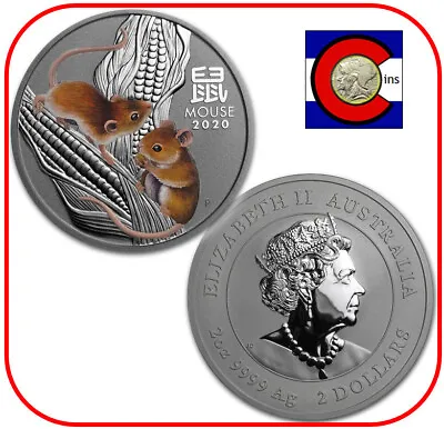2020 Lunar Australia Mouse 2 Oz Silver Colorized Coin In Mint Capsule *RARE* • $139.95