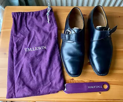 TM Lewin Handmade Mens Monk Shoes Size 7 Jermyn Street. Black. Incl Felt Bags. • £79.99