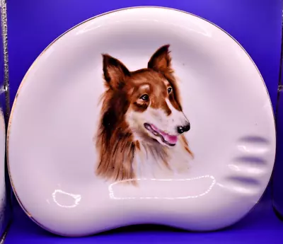 Japan Lipper Mann BROWN Collie Dog 8  X 10  Wall Hanging Plate Ashtray Vintage • $15.99