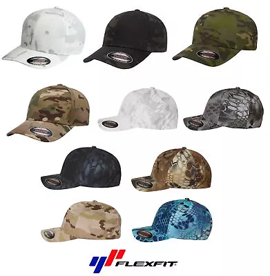 Flexfit Fitted Baseball Hat Camo 6277 Wooly Combed Twill Cap Blank Flex Fit • $11.95