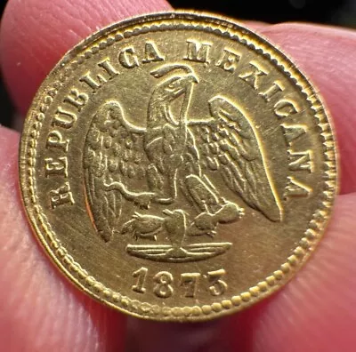 1873 Cn P Mexico Gold 1 Peso Second Republic Coin With Defects • $390