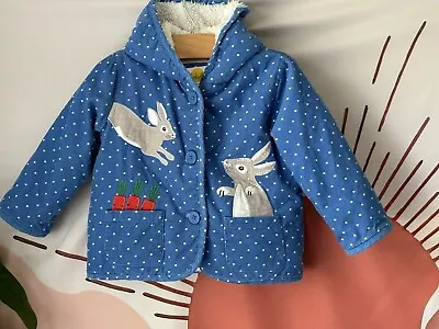 MINI BODEN Girls 18-24 Appliqué Bunny Rabbit Lined Jacket Blue • $29.99