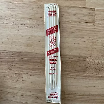 Vintage Susan Bates 11411 Whisper Smooth Sz 10.5 - 10” Knitting Needles Set Of 4 • $8.90