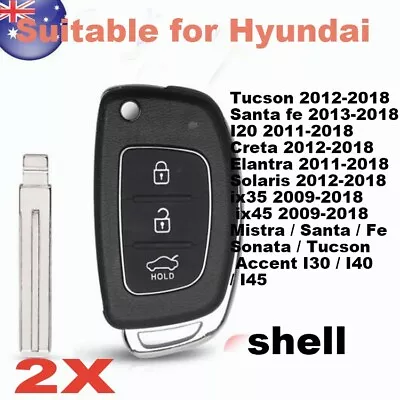 2XRemote Key Shell FOB Suitable For Hyundai Santa Fe IX I20 I30 Tucson 2012-2018 • $12.16