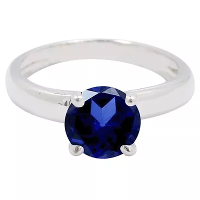 14KT White Gold 1.50Ct Round Shape 100% Natural Blue Tanzanite Women's Ring • £255