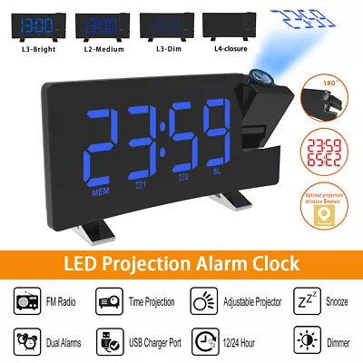 $39.39 • Buy Digital LED Projection Snooze Alarm Clock Time Projector LCD Display FM Radio AU
