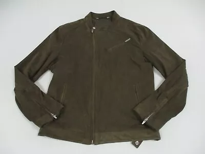 Zara Jacket Mens Large Brown Suede Full Zip Mock Neck Coat Zip Slim • $24.88