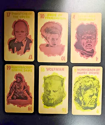 1964 Universal Monster Old Maid Cards / Set Of 6 Milton Bradley Game Cards / Wow • $14.99