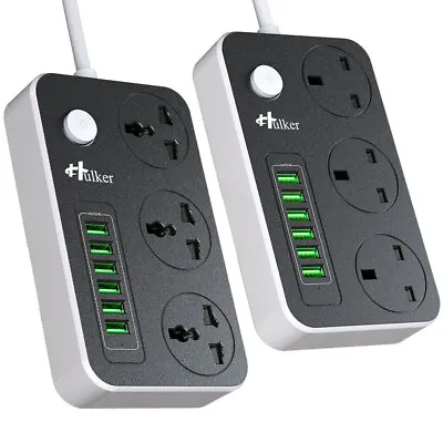 Power Strips With 3 Outlets 6 USB Safety UK / Universal Sockets Extension Lead • £15.99